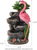 Glitzhome Outdoor Water Fountain, 4-Tiered Flamingo Outdoor Fountain with Lights, 23.5" H Polyresin Decorative Waterfall Feature Garden Fountain with Pump for Garden, Patio, Yard, Deck, Porch Decor - Image 4