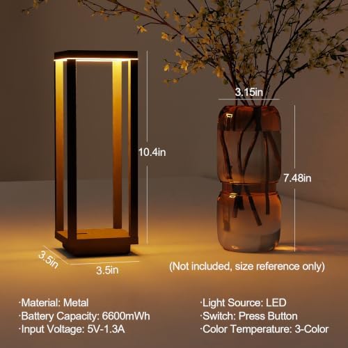 4Pack Cordless Table Lamp Rechargeable, 10" Portable Table Light - Image 5