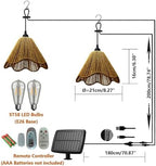 Solar Chandelier Outdoor Waterproof, Gazebo Lights Solar Powered with Remote Control, Boho Hanging Pendant Light for Porch, Patio, Pergola, Shed, Chicken Coop, Balcony(2 Lights) - Image 5