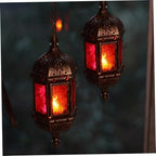 Moroccan Hanging Candle Lanterns, 2Pcs Metal Tea Light Holders, Moroccan Lantern for Living Room Balcony Patio Halloween Christmas Decorations - Image 2