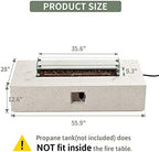 COSIEST Outdoor Propane Fire Pit Table 56" x 28" Rectangle Beige Compact Concrete-Like Finish, Certified, 50,000 BTU,Wind Guard, Tank Outside, Free Lava Rocks, Fits 20lb Tank Outside, Raincover - Image 6