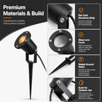 5W Ground Stake Spotlight, Adjustable Outdoor Landscape Lighting - Image 5