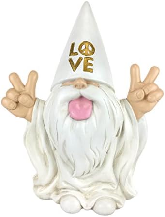 GlitZGlam Rocker Gnome 'George' Peace and Love - Brings Love to All and Your Fairy Garden - 10 Inches Tall by GlitZGlam