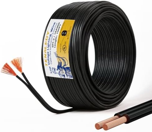 Extension Electrical Wire18/2 SPT-2W Bulk Lamp Cord, 300-Volt 18-Gauge, 100-feet Spool, Black,UL Listed… by TKNALEGY