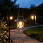 Solar Lanterns Outdoor Waterproof,4pack Hanging Solar Lights Lantern Lamp with Shepherd Hook, Metal Waterproof Edison Bulb Lights for Garden Outdoor Pathway - Image 5