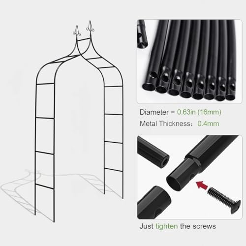 Thick Gothic Pointed Metal Garden Arch Rust-Proof for Climbing Vines Roses - Image 3