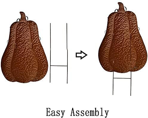Rustic Metal Pumpkins Yard Stakes Outdoor Fall Decorations for Home Standing Metal Pumpkins Garden Stake for Fall Harvest Outside Decor Thanksgiving Halloween Lawn Decoration-Set of 2 - Image 5