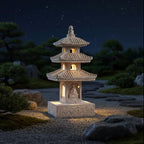 Solar Power Rice White Three Layers Resin Pagoda Garden Statues,Lawn Adorn by Unknown