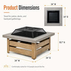 4-in-1 Outdoor Fire Pit Grill Table,Metal Firepits for Outside (34") - Image 2