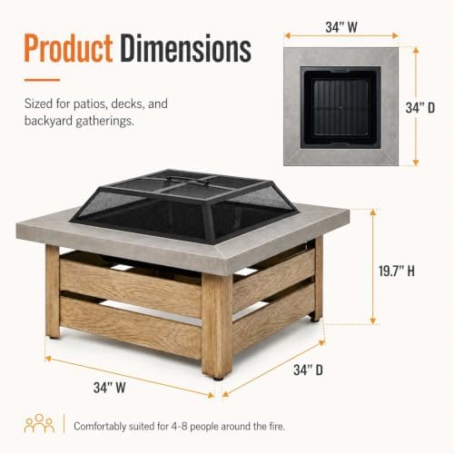 4-in-1 Outdoor Fire Pit Grill Table,Metal Firepits for Outside (34") - Image 2