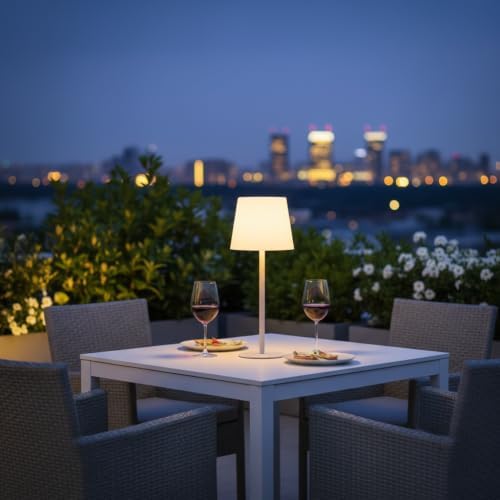 Cordless Table Lamp w/Timer Remote, Rechargeable Bedside Mood Lamp(White) - Image 5