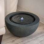 XBrand 9.65" H Round Sphere Water Fountain Indoor/Outdoor with LED Light, Polyresin Bubbler Feature for Patio, Yard, Home Décor - Dark Green, Tranquil Serene Garden Accent - Image 2