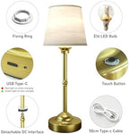 CHLORANTHUS 2 Pack Cordless Table Lamps, 3 Colors Stepless Dimming Fabric Desk Lamp, 6000mAh Rechargeable Battery LED Desk Lamp, Touch Night Light for Bedroom, Dining, Desk, Cafe - Image 5