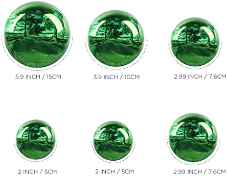 Stainless Steel Gazing Ball, 6 Pcs 2-6 Inches Mirrors Polished Globe Hollow Garden Sphere,Floating Pond Seamless Ball Reflective Garden/Yard or Patio Table Ornament（Green） - Image 2