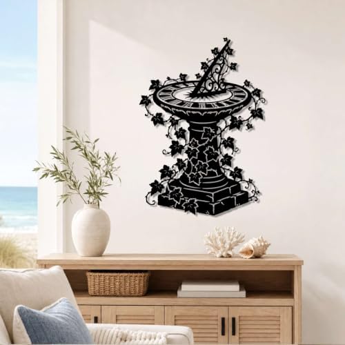 Vintage Sundial Garden Metal Wall Art Metal Signs Metal Outdoor Decor Wall Art Decor Rustic Middle Ages Wall Sculpture Elegant Home Decoration for Living Room Bedroom Office Apartment Decor (Black,16Inch) - Image 4