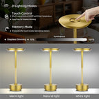 UdoUto 2-Pack Cordless Table Lamps Rechargeable, Gold - Image 4
