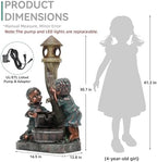 31" Boy and Girl Outdoor Water Fountain LED 3-Tier Waterfall - Image 4
