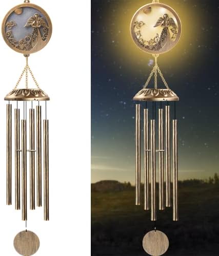Wind Chimes, Solar Angel Wind Chimes Deep Tone, Memorial Gift for Mom/Grandma/Women, Windchimes Outdoor Clearance, Mother Garden/Patio/Yard Decor by OKAIMEIMEIO