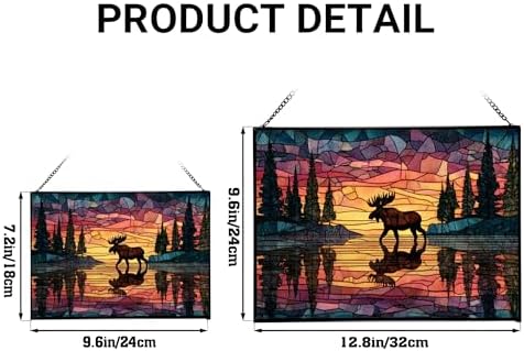 Moose Wading Through Shimmering Lake Rectangular Stained Glass Suncatcher – Hanging Window Panel with Animal & Nature Scene – Vibrant Glass Art Gift for Wildlife, Fantasy, Nature Lovers VbAJYD - Image 4