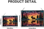 Moose Wading Through Shimmering Lake Rectangular Stained Glass Suncatcher – Hanging Window Panel with Animal & Nature Scene – Vibrant Glass Art Gift for Wildlife, Fantasy, Nature Lovers VbAJYD - Image 4