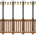 4 Pack String Light Poles for Deck, 5Ft Upgraded Heavy-Duty Metal Deck Light Poles for Outside with Fixing Clips, Lighting Hanging Post Accessories for Patio Decor Garden Backyard Yard Fence Porch by Nexillumi