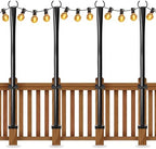 4 Pack String Light Poles for Deck, 5Ft Upgraded Heavy-Duty Metal Deck Light Poles for Outside with Fixing Clips, Lighting Hanging Post Accessories for Patio Decor Garden Backyard Yard Fence Porch by Nexillumi