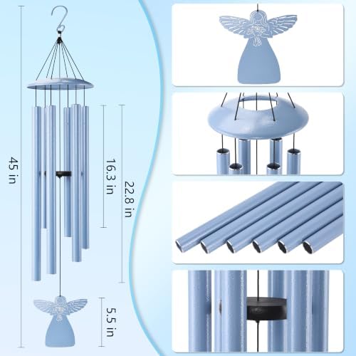 45" Wind Chimes for Outside Deep Tone - 6 Thicken Tubes Large Windchimes - Image 3