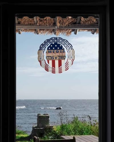 250th Anniversary Wind Spinner for Garden Yard 12In, USA Flag Red Striped Blue Star Retro 3D Stainless Steel Kinetic Hanging Wind Spinners Rustproof Outdoor Decor for Lawn Patio Home - Image 7