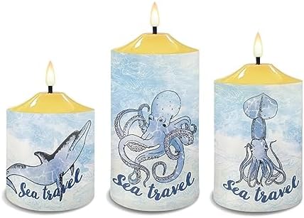 Cozeyat Flameless Bullet Floating Candles with Remote Blue Sea Travel Design Electric Candles Home Decoration 4/6H Timer Dancing Flames Waterproof Tea Lights Candles 3Packs - Image 2