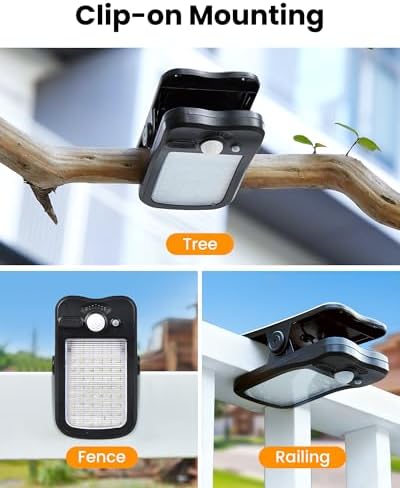 Clip-On Solar Lights Outdoor, Motion Sensor, 4 Pack, Black - Image 2