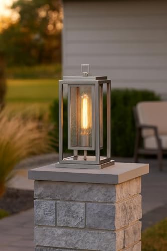 Hinkley Republic Medium 12V Outdoor Pier Mount Lantern, Satin Nickel Finish - Image 2