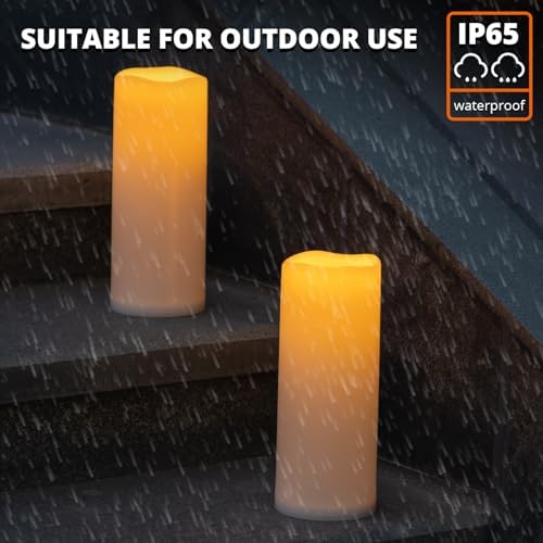 10" x 4" Large Waterproof Outdoor Solar Flameless LED Candles - 2 Pack - Image 3
