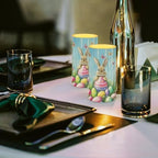 2 Pack Flameless Candles with Timer Remote LED Candles Flickering for Indoor Outdoor Home Decorations Flameless LED Real Wax Lights, Easter Day Bunny Eggs Wood Grain - Image 3