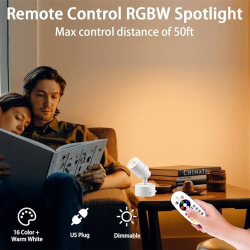 Halloween Christmas Spotlight Led Color Changing Up Lights with Remote Control 16 Colors+3000K Floor Spotlight Colored Spot Lights for Indoor Uplighting for Plant Corner 2 Pack (White) - Image 2