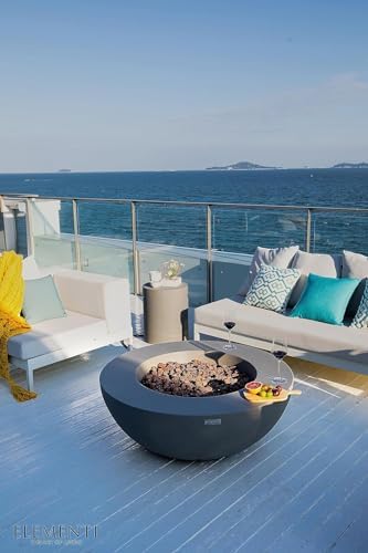 Elementi Lunar Bowl Cast Concrete Fire Table, Outdoor Fire Pit Fire TablePatio Furniture, Light Gray (Natural Gas) - Image 6