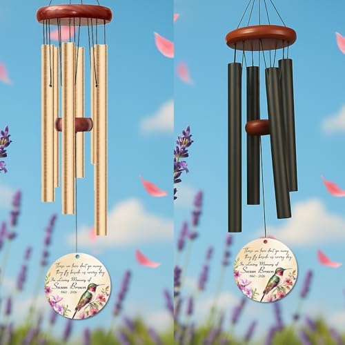 Personalized Hummingbird Memorial Wind Chime, Custom Name & Years in Loving Memory, Sympathy Gift Remembrance Windchime, Deep Tone Soothing Outdoor Garden Patio Decor - Image 5