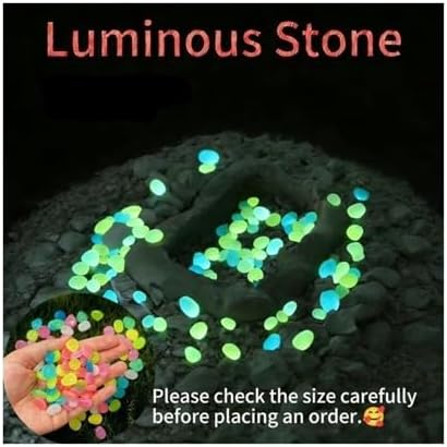 200pcs Glow in The Dark Pebbles - Luminous Resin Stones for Garden Paths Landscape Potted Plants and Aquarium Decor(White) - Image 5