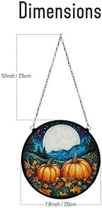 Moonlit Pumpkin Stained Glass Suncatcher – Handmade Jack-o’-Lantern Halloween Window Hanging, Spooky Autumn Home Decor, Pumpkin Lovers Gift - Image 2