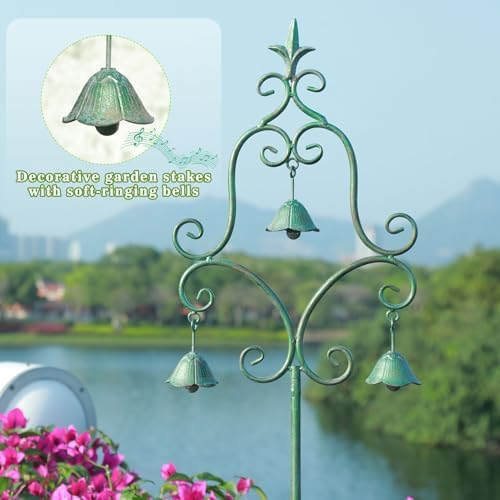 46.5" H Metal Yard Art with Bells for Outside,Decorative Garden Stakes - Image 4