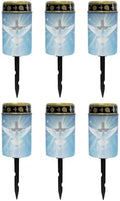 Poceacles Cross Outdoor Solar Lights - Waterproof Grave Stake Lights - Solar Powered Lanterns - Blue Dove of Peace Cross, Pack of 6 by Poceacles