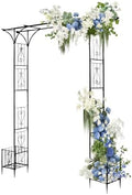 90" Garden Arbor Metal Arch Trellis for Climbing Plants with Planter Box by SUNNYGIFT