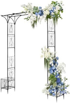 90" Garden Arbor Metal Arch Trellis for Climbing Plants with Planter Box by SUNNYGIFT