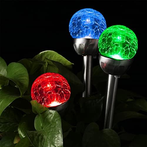 BBTO 12 Pcs Crackle Glass Solar Outdoor Lights 7 Color Changing LED - Image 6