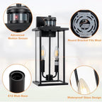 16in 2-Light Black Outdoor Wall Lights Motion Sensor Porch Light - Image 2