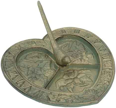AB Tools Bird Heart Sundial Ornament Cast Iron Garden Yard Feature Statue Clock Metal by Unknown