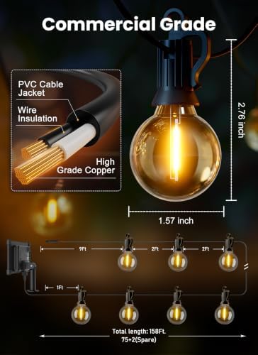 Brightown 158FT 77LED Solar String Lights Outdoor with Remote & USB Port - Image 5