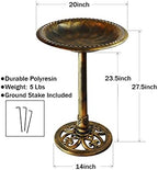 Westcharm 28 Inch Lightweight Poly Resin Outdoor Birdbath for Outside with Decoration Pedestal Base Stand - Pedestal Bird Bath for Outdoors Yard and Garden - Antique Bronze - Image 5