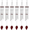 Yahenda 6 Pcs 28 Inch Rustic Wind Chimes for Outside Deep Tone Wind Chimes with 6 Aluminum Tubes Memorial Coolest Windchimes Outdoors for Farmhouse Garden Patio Home Decor (Redwood, Sliver) by Yahenda