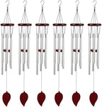 Yahenda 6 Pcs 28 Inch Rustic Wind Chimes for Outside Deep Tone Wind Chimes with 6 Aluminum Tubes Memorial Coolest Windchimes Outdoors for Farmhouse Garden Patio Home Decor (Redwood, Sliver) by Yahenda