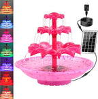 3.5W Solar Fountain Pump for Bird Bath, 3-Tier Red Solar Water Pump with 8 LED Lights, 32.8FT Power Cord and Adapter Included, Dual-Powered for 24/7 Use for Garden, Pond, Pool, Fish Tank and Lawn by Unknown